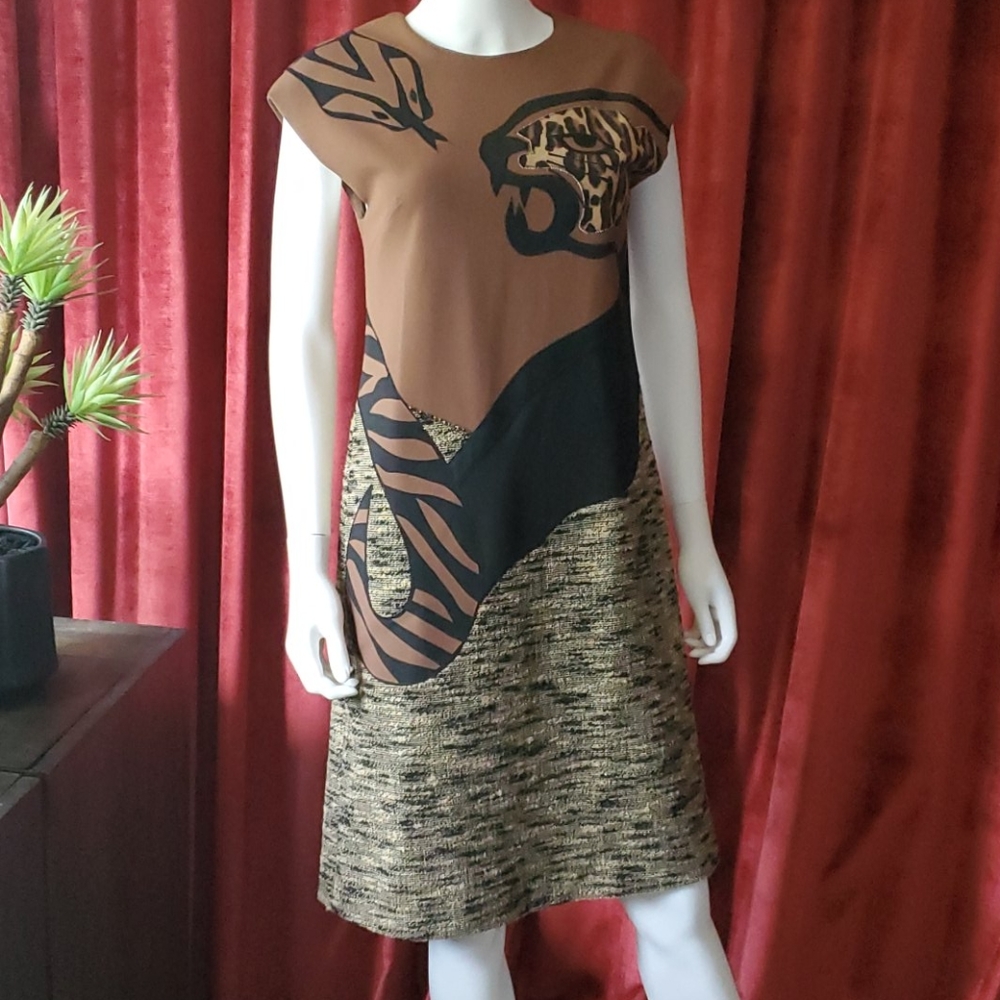 Alberta Ferretti Snake Leopard Sheath Dress Sz 4